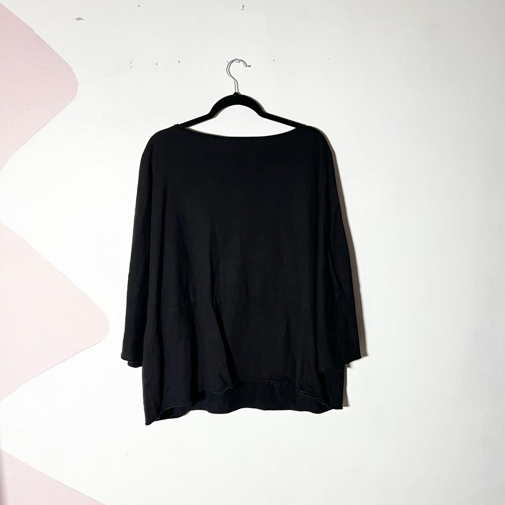 Fresh Produce Tunic Top Womens XL Black 100% Cotton Pockets Lagenlook - Picture 2 of 6